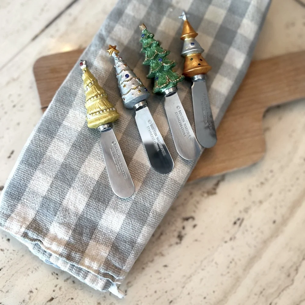 Christmas Tree Cheese Spreaders and Hawaiian Wine Charms